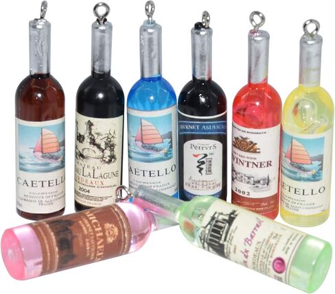 اموبيستر زجاجات نبيذ مصغرة ملونة لبيت الدمى، اكسسوارات مطبخ 8 قطع in Kuwait