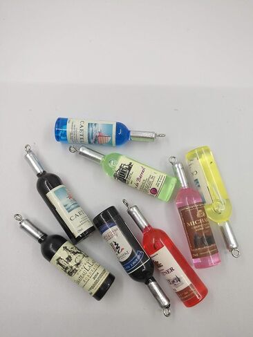 اموبيستر زجاجات نبيذ مصغرة ملونة لبيت الدمى، اكسسوارات مطبخ 8 قطع in Kuwait