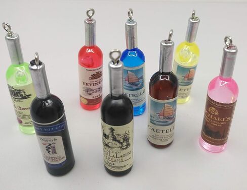 اموبيستر زجاجات نبيذ مصغرة ملونة لبيت الدمى، اكسسوارات مطبخ 8 قطع in Kuwait