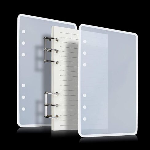 8 PCS Full-Featured Notebook Resin Casting Molds Kit,Include 2 PCS A6 Silicone Molds for Resin Book Cover, 4 Pcs Three-Ring Book Binder Rings,2 Pack Refill Paper,Perfect Kit for DIY Epoxy Resin in Kuwait