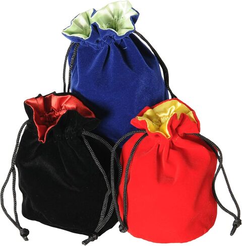 Jumbo DICE 55mm D20 Set _ 1 Black & 1 Red & 1 Blue, with 3 Velveteen Matching- Color Drawstring Pouches, Bundled Items in Kuwait