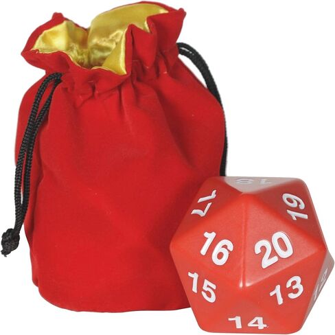 Jumbo DICE 55mm D20 Set _ 1 Black & 1 Red & 1 Blue, with 3 Velveteen Matching- Color Drawstring Pouches, Bundled Items in Kuwait