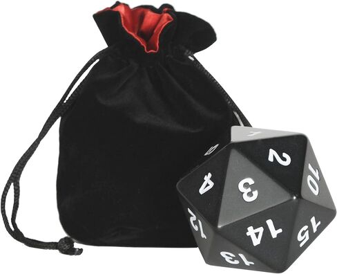 Jumbo DICE 55mm D20 Set _ 1 Black & 1 Red & 1 Blue, with 3 Velveteen Matching- Color Drawstring Pouches, Bundled Items in Kuwait