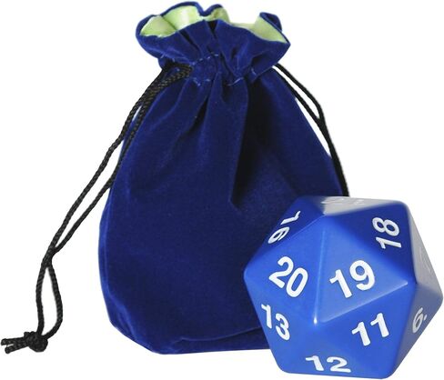 Jumbo DICE 55mm D20 Set _ 1 Black & 1 Red & 1 Blue, with 3 Velveteen Matching- Color Drawstring Pouches, Bundled Items in Kuwait