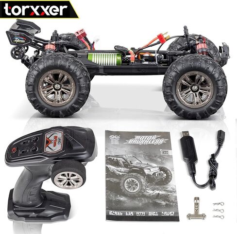شاحنة TORXXER بدون فرش بمقياس 1:16 - سيارة RC عالية السرعة من فئة هواية، تصل إلى 33 ميلاً في الساعة - الدفع الرباعي للطرق الوعرة للقبضة على أي تضاريس - جاهزة لتشغيل شاحنة الكأس المقاومة للماء (أخضر) in Saudi Arabia