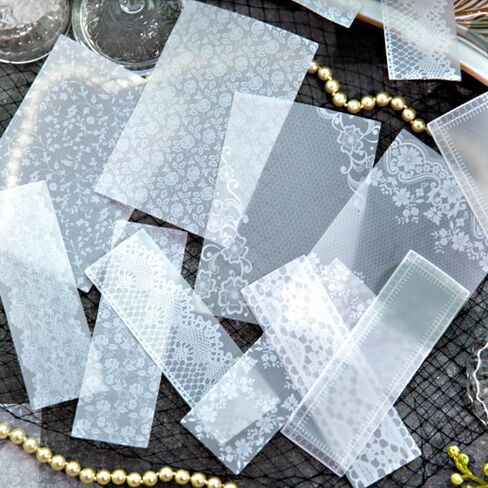 Vilikya 110pcs White Lace Stickers for Scrapbooking Supplies, Transparent PET Doilies Butterfly Stickers for Journaling Embellishment, Vintage Flower Lace Scrapbook Paper for Junk Journal Kit in Kuwait