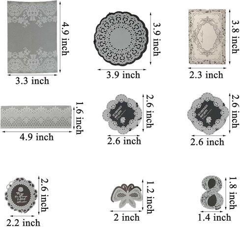 Vilikya 110pcs White Lace Stickers for Scrapbooking Supplies, Transparent PET Doilies Butterfly Stickers for Journaling Embellishment, Vintage Flower Lace Scrapbook Paper for Junk Journal Kit in Kuwait