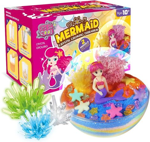 Mermaid Crystal Growing Terrarium Kit for Girls,DIY Arts & Crafts Mermaid Toys Christmas Birthday Gifts for Kids Ages 6 7 8 9 10 Years Old in Kuwait