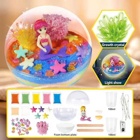 Mermaid Crystal Growing Terrarium Kit for Girls,DIY Arts & Crafts Mermaid Toys Christmas Birthday Gifts for Kids Ages 6 7 8 9 10 Years Old in Kuwait