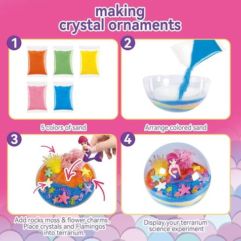 Mermaid Crystal Growing Terrarium Kit for Girls,DIY Arts & Crafts Mermaid Toys Christmas Birthday Gifts for Kids Ages 6 7 8 9 10 Years Old in Kuwait