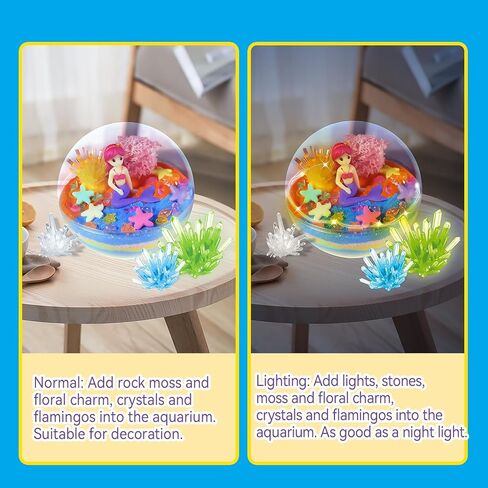 Mermaid Crystal Growing Terrarium Kit for Girls,DIY Arts & Crafts Mermaid Toys Christmas Birthday Gifts for Kids Ages 6 7 8 9 10 Years Old in Kuwait