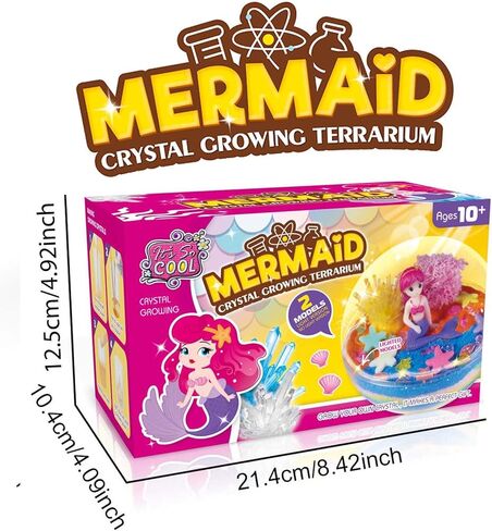 Mermaid Crystal Growing Terrarium Kit for Girls,DIY Arts & Crafts Mermaid Toys Christmas Birthday Gifts for Kids Ages 6 7 8 9 10 Years Old in Kuwait