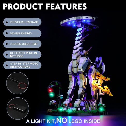 أضواء BrickBling لمجموعة بناء Lego Tall Neck 76989 (أضواء فقط، بدون Lego)، إضاءة DIY متوافقة مع Lego Horizon Forbidden West، إضاءة للإصدار الكلاسيكي من Lego Tallneck in Kuwait
