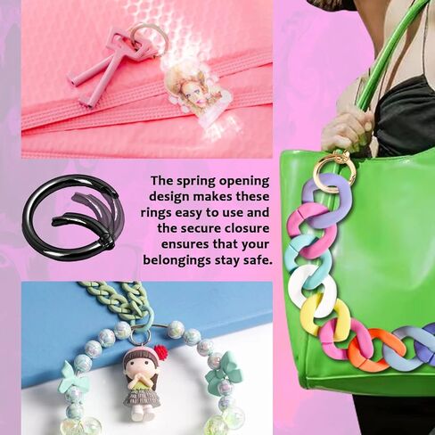 Bumnay 32Pcs Spring O Rings Snap Clip, 16 Colors Zinc Alloy O Rings Round Carabiner Keyring Spring Buckles for Handbag Purse Key Chains Pet Leash DIY (1Inch OD, 0.7Inch ID) in Kuwait