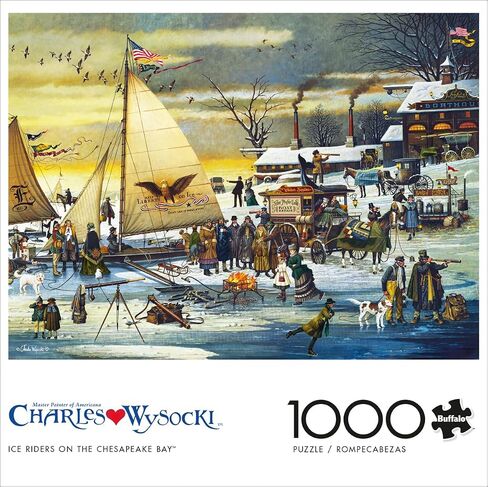 Buffalo Games - Charles Wysocki - Ice Riders on The Chesapeake Bay - 1000 Piece Jigsaw Puzzle for Adults Challenging Puzzle Perfect for Game Nights - Finished Size is 26.75 x 19.75 in Saudi Arabia