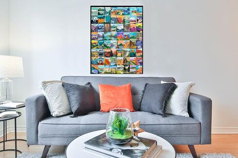 أحجية المتنزهات الوطنية الخشبية للبالغين 1000 قطعة - جميع ملصقات ألغاز المتنزهات الوطنية البالغ عددها 64 تتضمن يلوستون، يوسمايت، كولورادو/جراند كانيون، نهر جليدي/صهيون/عتيق/أكاديا، يتضمن ملصق كبير in Kuwait