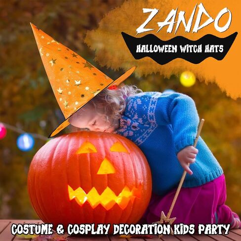 Zando هالوين الاطفال قبعة الساحرة للبنين بنات نساء ستار طباعة معالج قبعة تأثيري حلي زينة الساحرة الملحقات in Kuwait