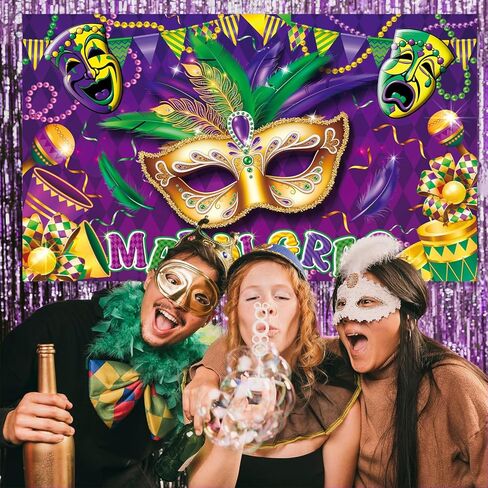 خلفية ماردي غرا، ديكورات حفلات ماردي غرا، لافتة ماردي غرا، دعامات تصوير خلفية للتصوير الفوتوغرافي في الكرنفال، ديكورات ماردي غرا للحفلات in Kuwait