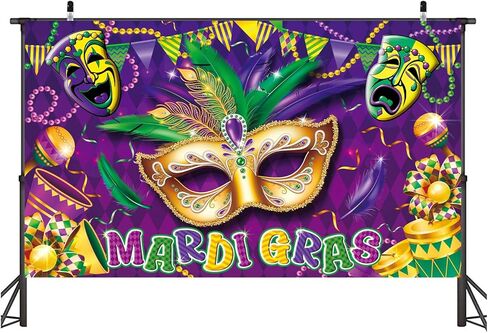 خلفية ماردي غرا، ديكورات حفلات ماردي غرا، لافتة ماردي غرا، دعامات تصوير خلفية للتصوير الفوتوغرافي في الكرنفال، ديكورات ماردي غرا للحفلات in Kuwait