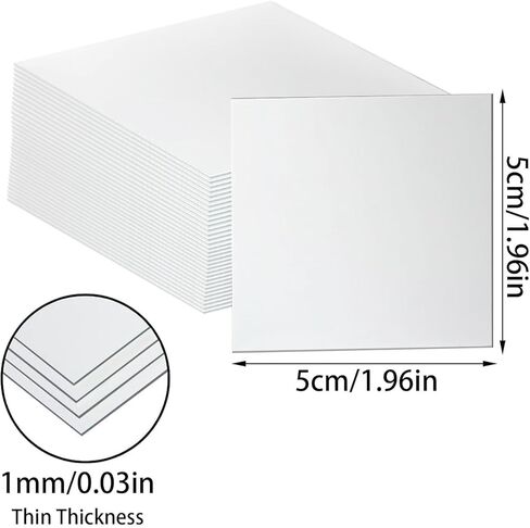 ZWIN 20PCS Mini Square Mirror Tiles, 2 x 2 inches Acrylic Small Tiny Mirror Self Adhesive, Flexible Mirror Sheets Self Adhesive for DIY Crafts Art Projects Supplies Home Decoration in Kuwait