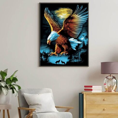 مجموعات الطلاء الماسي من BOHUAYI للبالغين، طلاء يدوي 5D بالأرقام للبالغين المبتدئين، لوحات فنية بنقاط ماسية كاملة الحفر لديكور المنزل الجداري 11.8 × 15.7 بوصة (نسر) in Kuwait