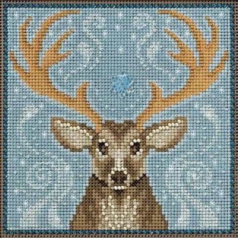 Winter Stag Beaded Counted Cross Stitch Kit Mill Hill Buttons & Beads 2016 Winter Series MH141636 in Saudi Arabia