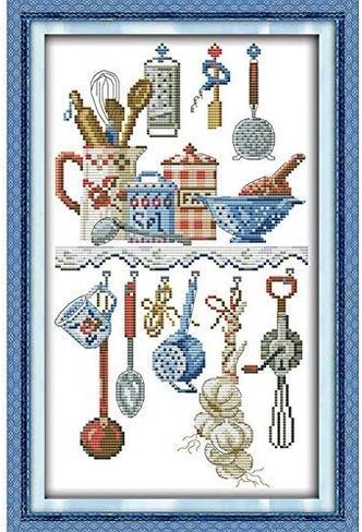 Joyautum أدوات المطبخ لوحات الكرتون عد عبر الابره مجموعات 14ct 11ct عبر الابره مجموعة DIY التطريز التطريز ديكور المنزل جديد (14ct قماش فارغ) in Kuwait