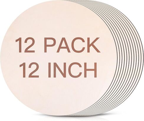 12 قطعة من الخشب المستدير، دوائر خشبية غير مكتملة جوكتوب مقاس 12 انش للحرف اليدوية، اقراص شرائح خشبية دائرية فارغة سميكة لحرق الخشب والطلاء وشماعات الباب وقواعد الاكواب وديكور المنزل in Kuwait