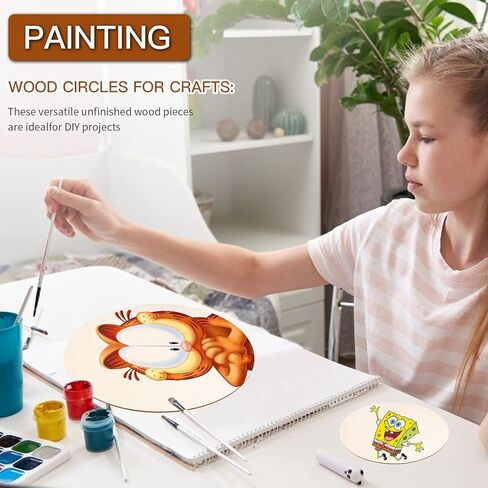 12 قطعة من الخشب المستدير، دوائر خشبية غير مكتملة جوكتوب مقاس 12 انش للحرف اليدوية، اقراص شرائح خشبية دائرية فارغة سميكة لحرق الخشب والطلاء وشماعات الباب وقواعد الاكواب وديكور المنزل in Kuwait