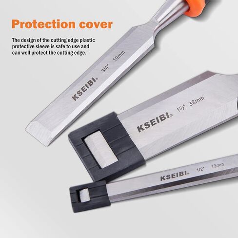 كسيبي مجموعة ازميل خشبية احترافية 312130، شفرات منغنيز كروم فاخرة لاعمال النجارة والنحت ومقابض ناعمة مع غطاء طرفي من الستيل من 4 قطع in Kuwait