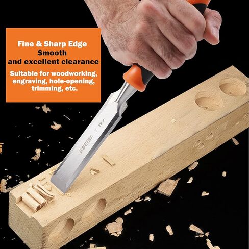 كسيبي مجموعة ازميل خشبية احترافية 312130، شفرات منغنيز كروم فاخرة لاعمال النجارة والنحت ومقابض ناعمة مع غطاء طرفي من الستيل من 4 قطع in Kuwait