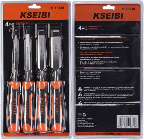 كسيبي مجموعة ازميل خشبية احترافية 312130، شفرات منغنيز كروم فاخرة لاعمال النجارة والنحت ومقابض ناعمة مع غطاء طرفي من الستيل من 4 قطع in Kuwait
