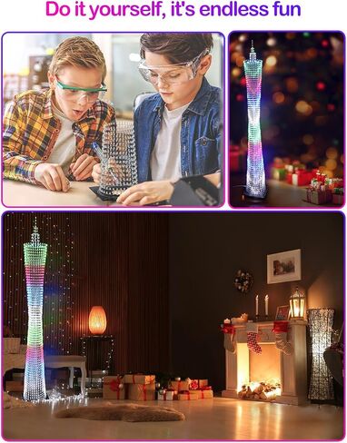 iCubeSmart Led Canton Tower Model DIY Electronic Kit, LED Cube Model Handmade Soldering Project Kit, 64 LED Circles, Height 1 Meter. (GZT-64) in Kuwait