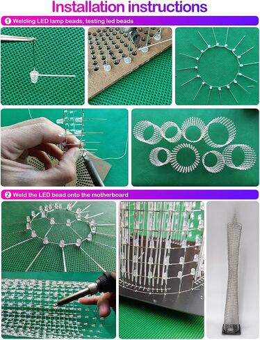 iCubeSmart Led Canton Tower Model DIY Electronic Kit, LED Cube Model Handmade Soldering Project Kit, 64 LED Circles, Height 1 Meter. (GZT-64) in Kuwait
