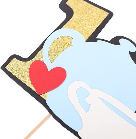 أعلى كعكة عيد الميلاد الأول - كعكة إبريق الشاي أليس مزينة بالأعلام، تزيين كعكة عيد الميلاد الأول لطفلة، تزيين طاولة الحلوى، دعائم الصور، مناسبة جدًا لحفلة عيد ميلاد لفتاة تبلغ من العمر عامًا واحدًا (Alice Teapot CakeTopper) in Kuwait