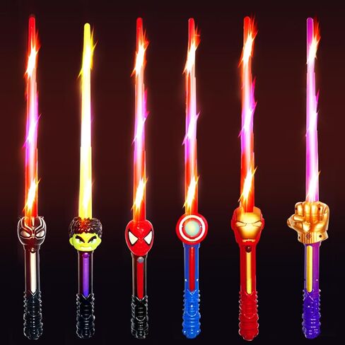 Cemocle 6PCS LED Spider Light Sword - مجموعة ألعاب السيف الخفيفة القابلة للسحب وتأثير الصوت - مع صوت حساس للحركة كأفضل هدية للأطفال البالغين in Kuwait