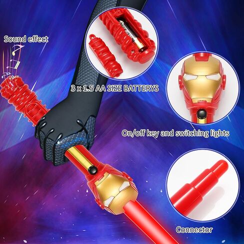 Cemocle 6PCS LED Spider Light Sword - مجموعة ألعاب السيف الخفيفة القابلة للسحب وتأثير الصوت - مع صوت حساس للحركة كأفضل هدية للأطفال البالغين in Kuwait