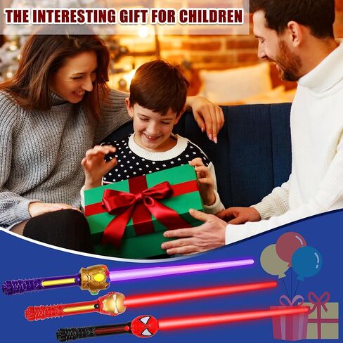 Cemocle 6PCS LED Spider Light Sword - مجموعة ألعاب السيف الخفيفة القابلة للسحب وتأثير الصوت - مع صوت حساس للحركة كأفضل هدية للأطفال البالغين in Kuwait