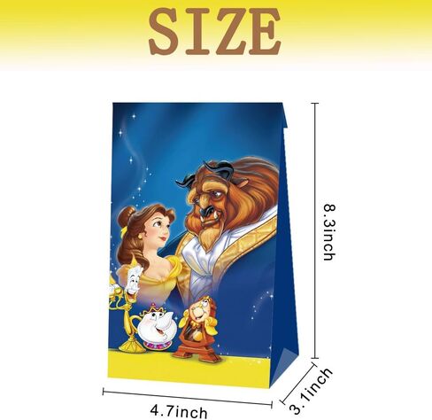 16 Pcs Beauty and The Beast Party Bags Princess Belle Party Favor Bag Beauty and The Beast Party Supplies,Double Sided Printing Gift Bags, Candy Bags for Beauty and The Beast Birthday Party Decoration in Kuwait