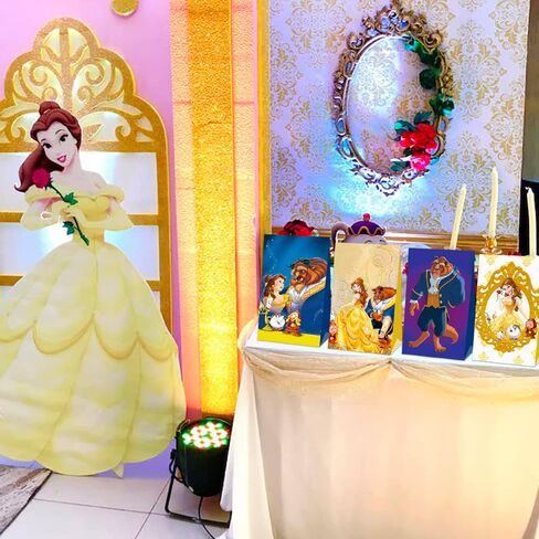 16 Pcs Beauty and The Beast Party Bags Princess Belle Party Favor Bag Beauty and The Beast Party Supplies,Double Sided Printing Gift Bags, Candy Bags for Beauty and The Beast Birthday Party Decoration in Kuwait