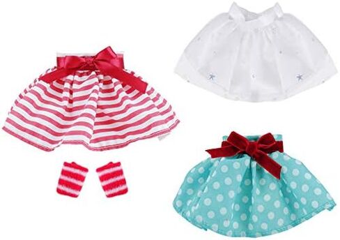 E-TING 3 قطع فستان ملابس سانتا لدمية قزم إكسسوارات عيد الميلاد (تنورة بيضاء + تنورة منقطة خضراء + تنورة مخططة باللون الأحمر والأبيض) in Kuwait