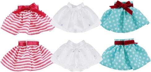 E-TING 3 قطع فستان ملابس سانتا لدمية قزم إكسسوارات عيد الميلاد (تنورة بيضاء + تنورة منقطة خضراء + تنورة مخططة باللون الأحمر والأبيض) in Kuwait