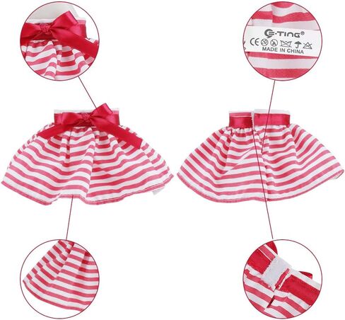 E-TING 3 قطع فستان ملابس سانتا لدمية قزم إكسسوارات عيد الميلاد (تنورة بيضاء + تنورة منقطة خضراء + تنورة مخططة باللون الأحمر والأبيض) in Kuwait