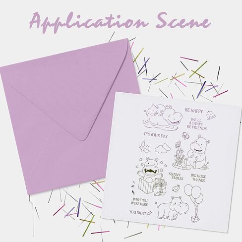 GLOBLELAND Happy Hippo Silicone Clear Stamps Transparent Stamps for People Birthday Valentine's Day Cards Making DIY Scrapbooking Photo Album Decoration Paper Craft in Saudi Arabia