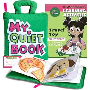 My Quiet Book - Airplane Must Haves for Toddlers, Quiet Books for Toddlers 1-3, Montessori Busy Book for Toddlers 1-3 with 10 Learning Activities, Gifts for 1 2 3 4 Year Old Girl & Boy