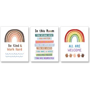 لافتة قوس قزح للفصول الدراسية، ملصق قوس قزح متنوع، للفصول الدراسية، ديكور المعلم، بوهو في هذه الغرفة، مجموعة من 3 قطع 8 × 10 انش (بدون اطار) in Kuwait