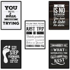 Murvin Large Motivational Posters Set for Classroom Teachers Students Home Office | Set of 5 | 11.7"x16.5" | Quotes of Inspiration and Success | Gym Posters Wall Decor in Kuwait