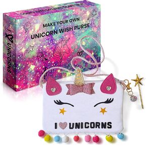 2Pepers Make Your Own Unicorn Purse Kit, Arts and Crafts for Kids, DIY Unicorns Gifts for Girls Ages 3 4 5 6 7 8 Years and Up (No Sewing Needed), Magical Unicorn Toy Bag, Creative Girl's Project.