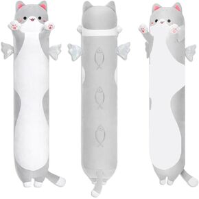 Kittydora Cat Long Plush Body Pillow, 20" 28" 36" 44" 51 Inches Super Cute Soft Cat Stuffed Squishy Pillow, Adorable Giant Kitten Plushies Throw Pillow Animals Doll Toy Gift for Girlfriend Girls Boys in Saudi Arabia