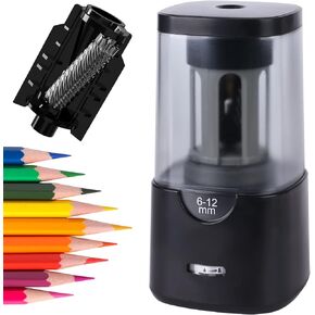 Electric Pencil Sharpener, Auto Stop Pencil Sharpener for Colored Pencils, Sharp & Fast, for 6-12mm Pencils, Pencil Sharpener Electric Plug in, Helical Blade, Ideal for Home, Classroom (White)